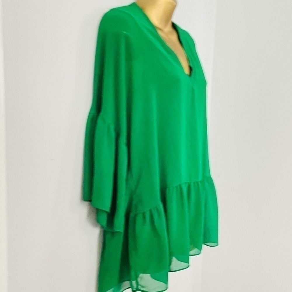 Zara oversized ruffle flowy top size xs travel vacation resort elegant - Picture 4 of 5
